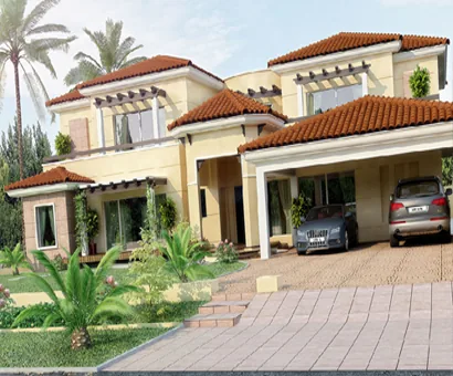 Classic Mediterranean-style villa design with terracotta roofing, project in Oman