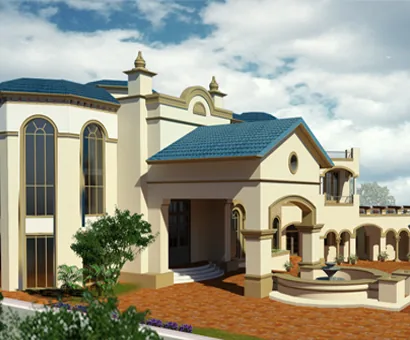 Classic estate design with domed rooflines and fountain courtyard, project in Kuwait